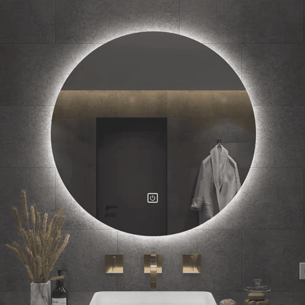 Round Backlit LED Bathroom Mirror – Modern Illuminated Vanity Mirror with Touch Control
