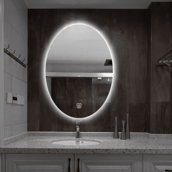 Oval Backlit LED Bathroom Mirror – Modern Illuminated Vanity Mirror with Touch Control
