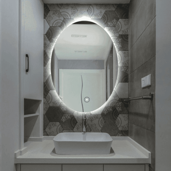Oval Backlit LED Bathroom Mirror – Modern Illuminated Vanity Mirror with Touch Control