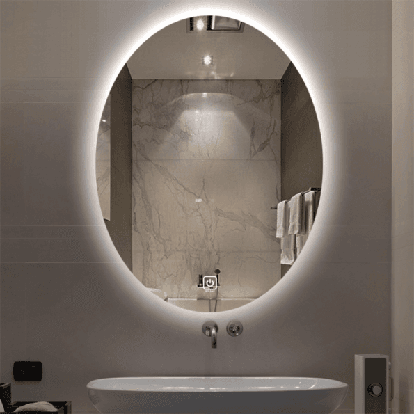 Oval Backlit LED Bathroom Mirror – Modern Illuminated Vanity Mirror with Touch Control