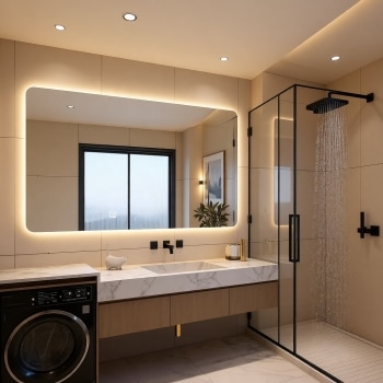 Large Rectangular LED Bathroom Mirror with Soft Backlight