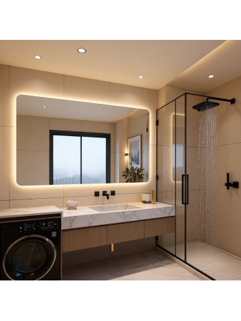 Large Rectangular LED Bathroom Mirror with Soft Backlight