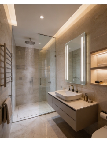 Vertical LED Bathroom Mirror with Dual Light Strips