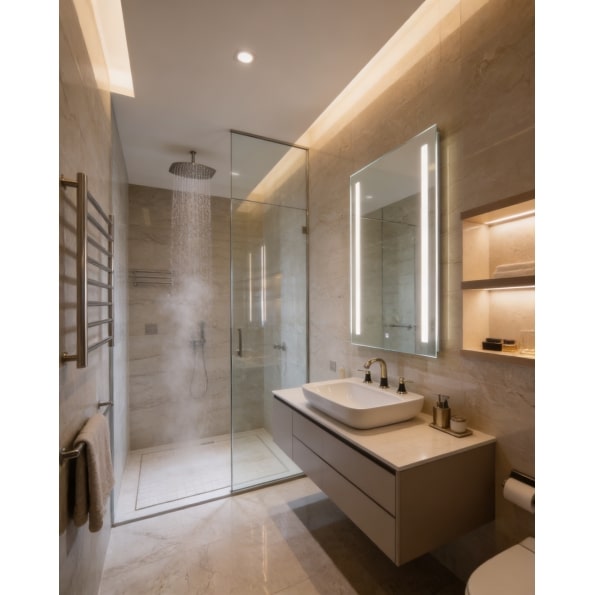 Vertical LED Bathroom Mirror with Dual Light Strips