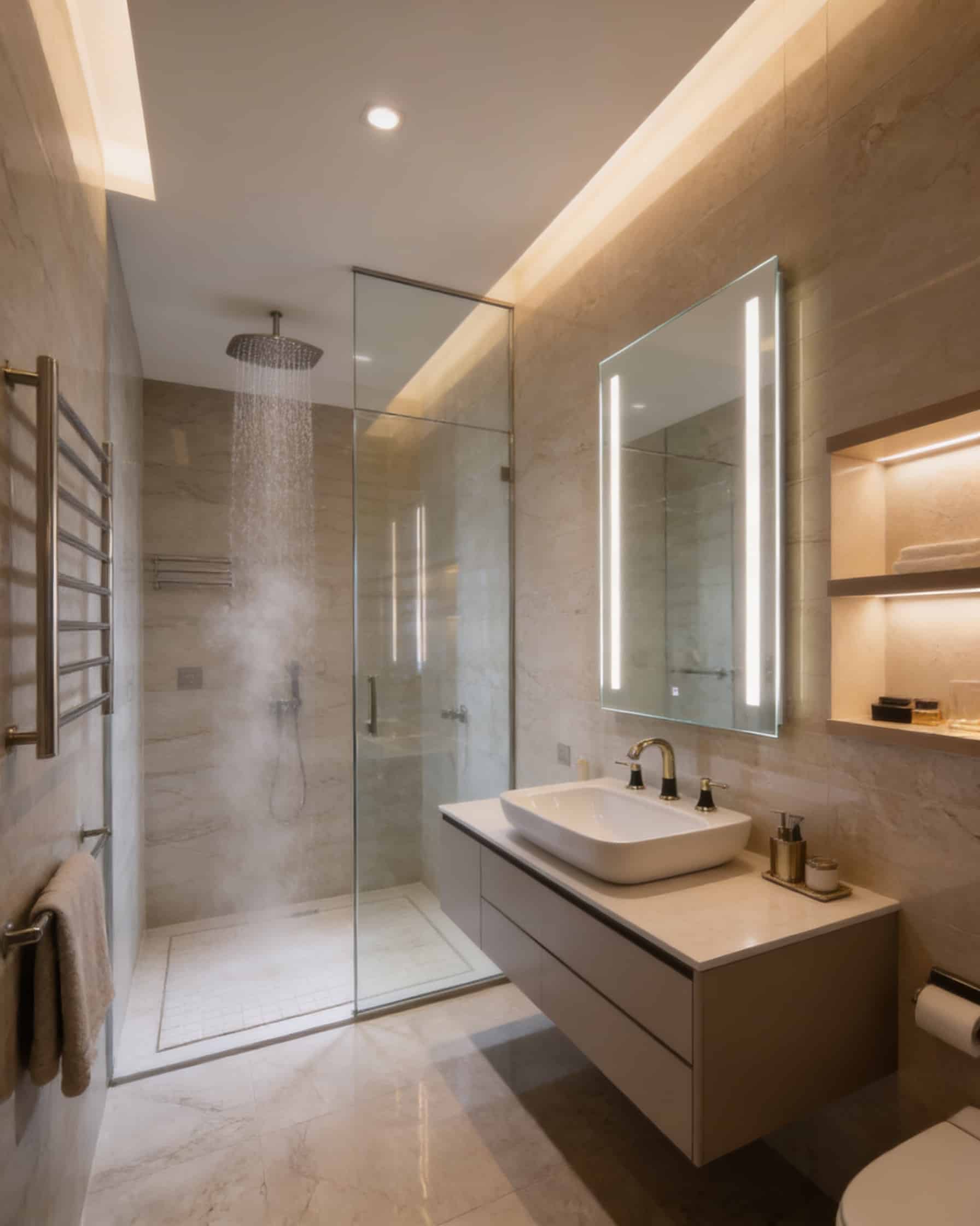 Vertical LED Bathroom Mirror with Dual Light Strips