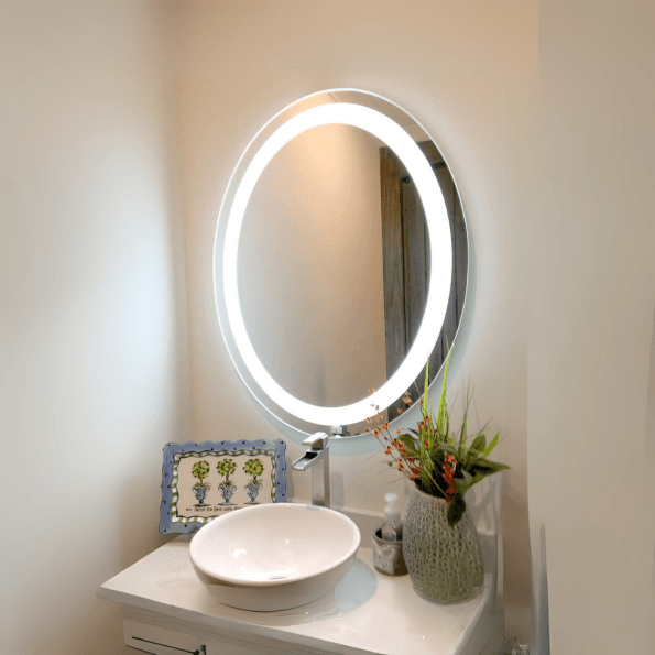 Oval Shape Lighted LED Mirror – Modern Bathroom Vanity Mirror (Touch Control, Dimmable, Anti-Fog, 3 Light Modes, IP44 Rated)