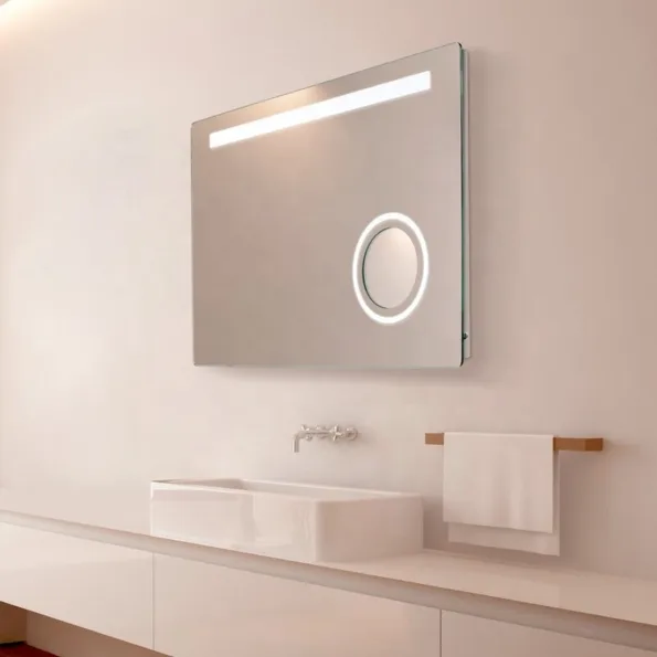 Modern Lighted Bathroom Mirror - Wall Mounted LED Mirror with Anti-Fog & Touch Control