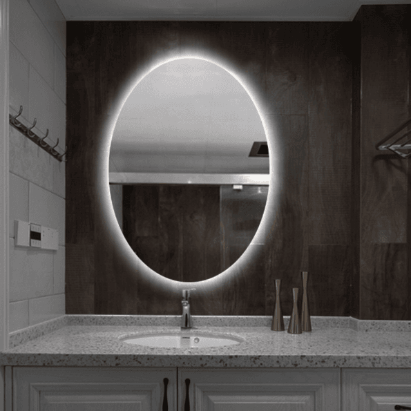 Oval Backlit Bathroom LED Mirror – Modern Anti-Fog LED Vanity Mirror with Touch Sensor (White Light, IP44 Rated)
