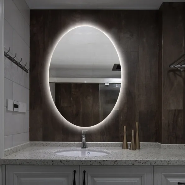 Oval Backlit Bathroom LED Mirror – Modern Anti-Fog LED Vanity Mirror with Touch Sensor (White Light, IP44 Rated)