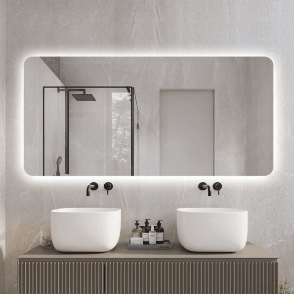 Backlit Wide LED Vanity Mirror - 6000K Daylight, Dimmable Touch Control
