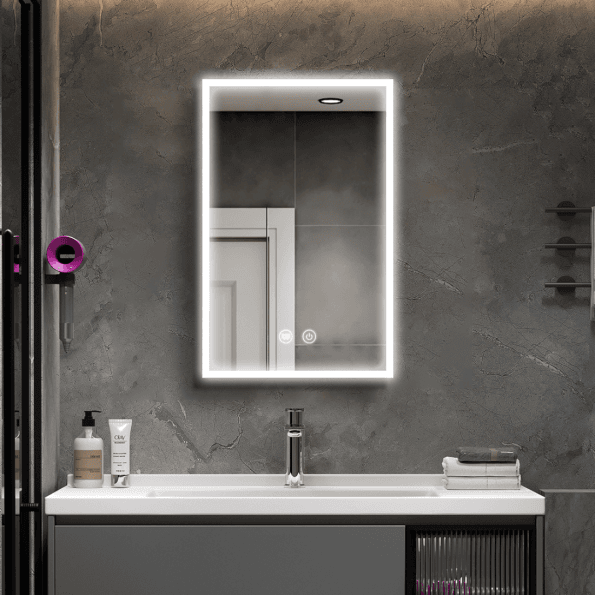 Ambient Demister Cabinet Lighted LED Mirror – Smart Bathroom Mirror (SS/MS Cabinet, 16M Colors, Anti-Fog, White/Black Options)