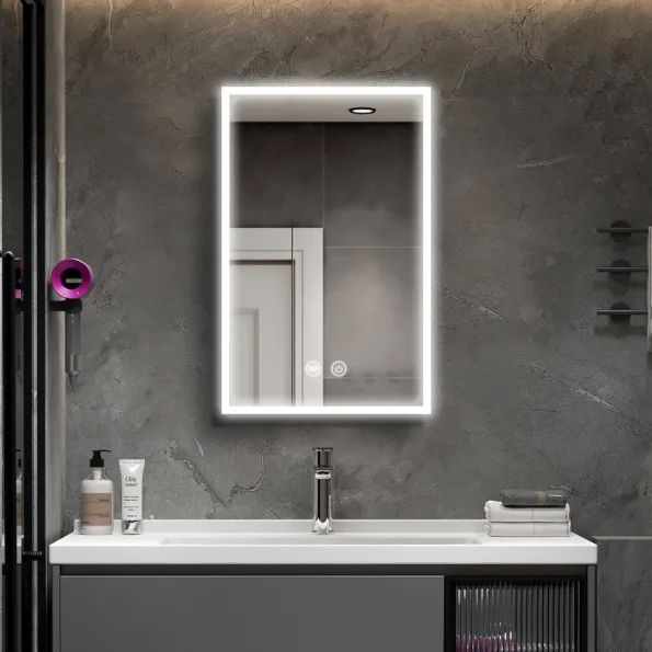 Ambient Demister Cabinet Lighted LED Mirror – Smart Bathroom Mirror (SS/MS Cabinet, 16M Colors, Anti-Fog, White/Black Options)