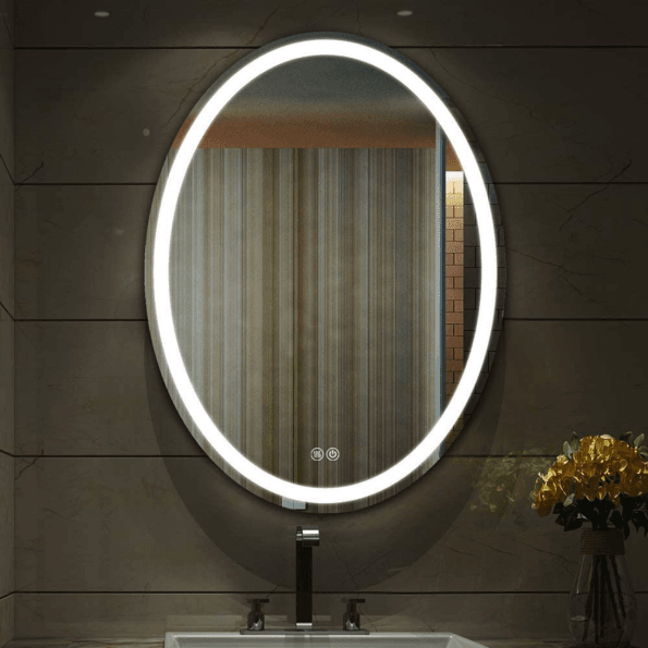 Oval Shape Lighted LED Mirror – Modern Bathroom Vanity Mirror (Touch Control, Dimmable, Anti-Fog, 3 Light Modes, IP44 Rated)