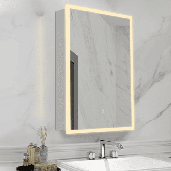 Smart Cabinet Light Mirror - LED Bathroom Mirror with Storage & Touch Control