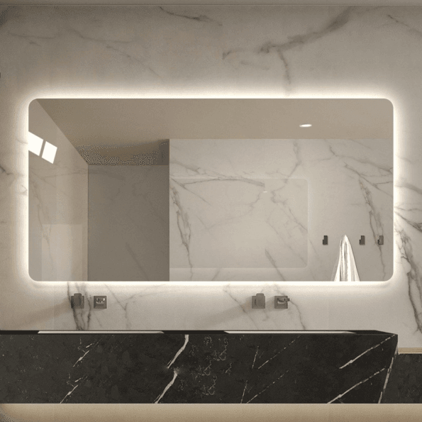 Backlit Wide LED Vanity Mirror - 6000K Daylight, Dimmable Touch Control