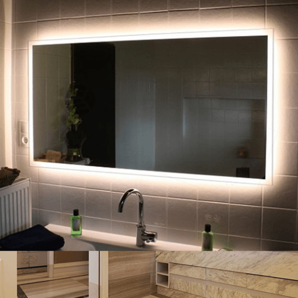 Smart Light Mirror with Touch Sensor - Frameless LED Bathroom Mirror with Anti-Fog