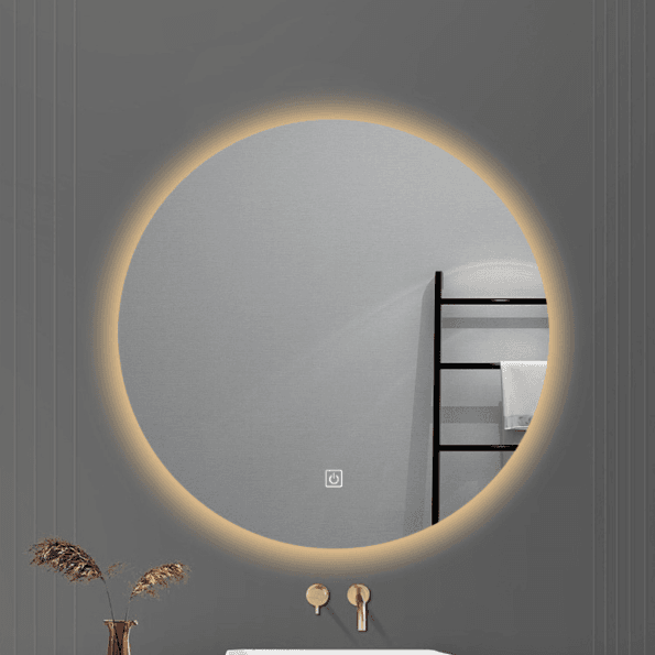 Round Backlit Bathroom Lighted LED Mirror – Modern Vanity Mirror (Touch Control, Dimmable, IP44 Waterproof, 3 Light Modes)