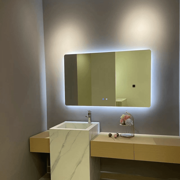 Backlit Wide LED Vanity Mirror - 6000K Daylight, Dimmable Touch Control