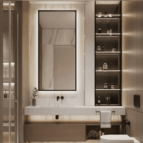 Living room lighted LED mirror