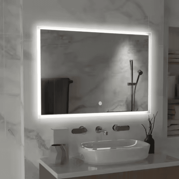 Halo Wide LED Light Mirror – Ultra-Thin Dimmable Vanity Mirror with Touch Control