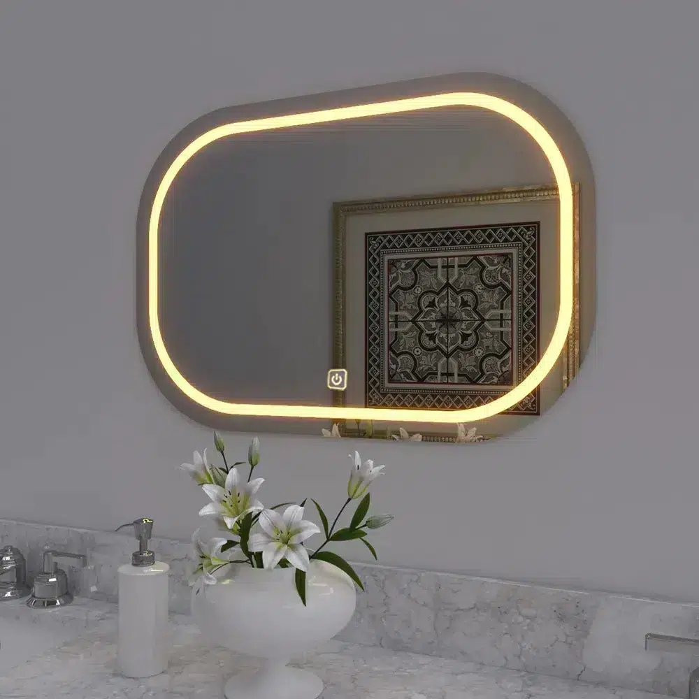 Curvy Rectangle Led Bathroom Mirror2-Elegance with LED Mirror Lighting