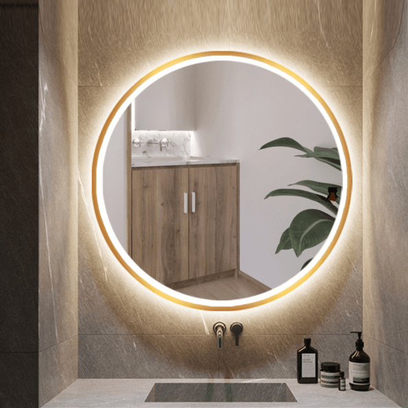 Round Black Framed Vanity Mirror with Belt Hanging – Adjustable Rustic Wall Mirror for Bathroom & Dressing Room