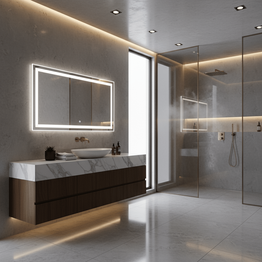 Luxury Rectangular LED Vanity Mirror for Bathroom