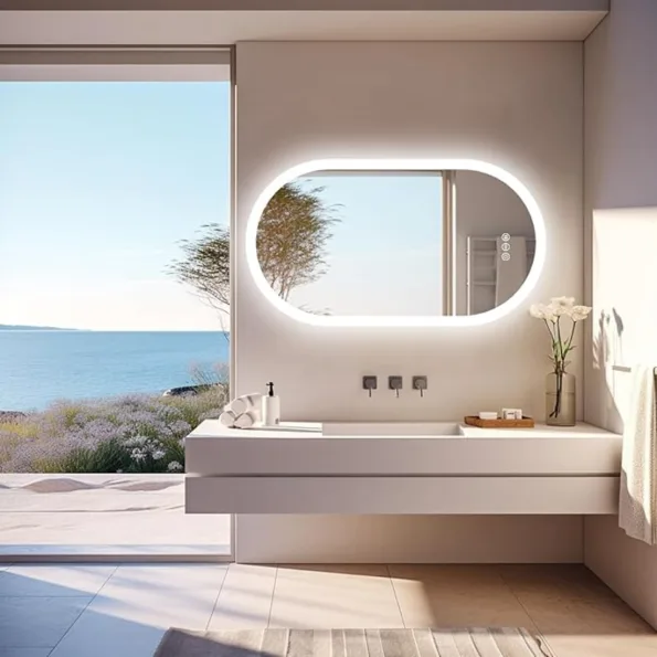 Premium Toilet Mirror with LED Light – Space-Saving Washroom Mirror with Anti-Fog