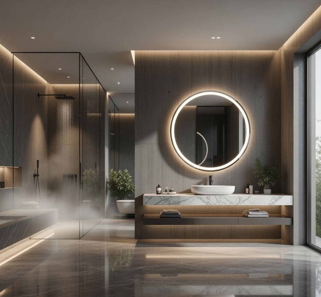 Premium Round LED Mirror with Soft Glow Lighting