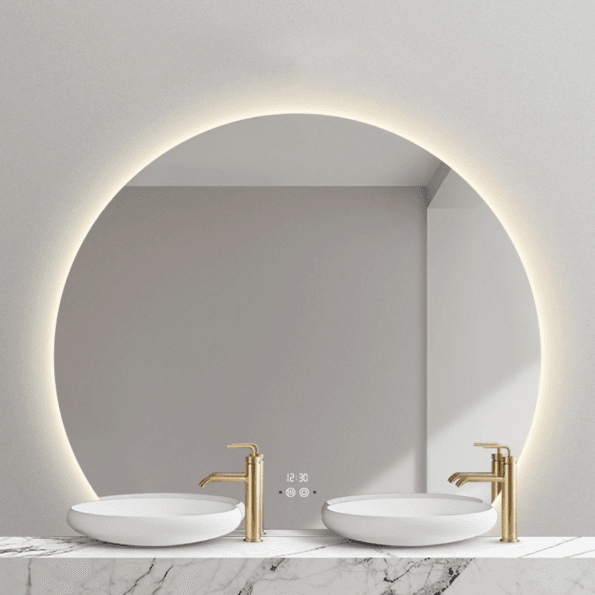 Round LED Bathroom Mirror with Lights – Smart Anti-Fog Vanity Mirror (Dimmable Touch Control, 3 Light Modes, IP44 Waterproof)