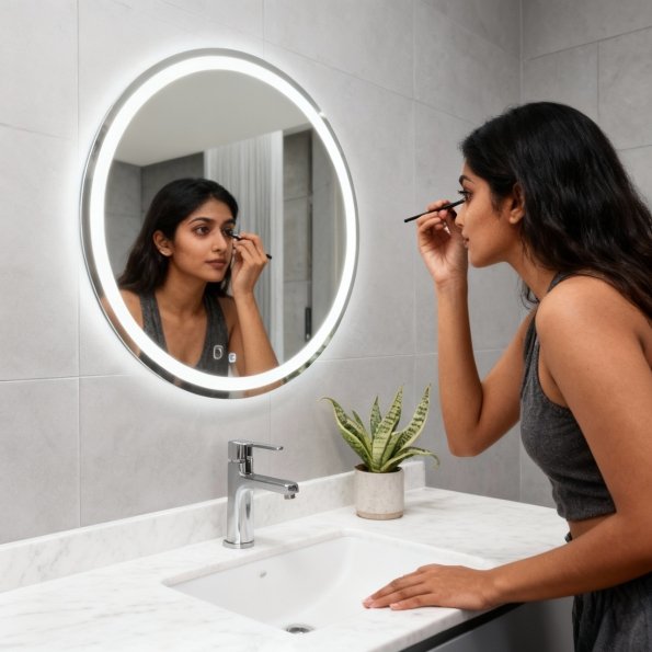 Modern Backlit Round Mirror with Sleek Design 1