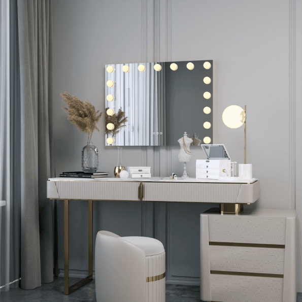 LM-328W Wall-Mounted Hollywood Mirror with LED Lights - 36" Professional Makeup Mirror (Dimmable, 3 Colors)