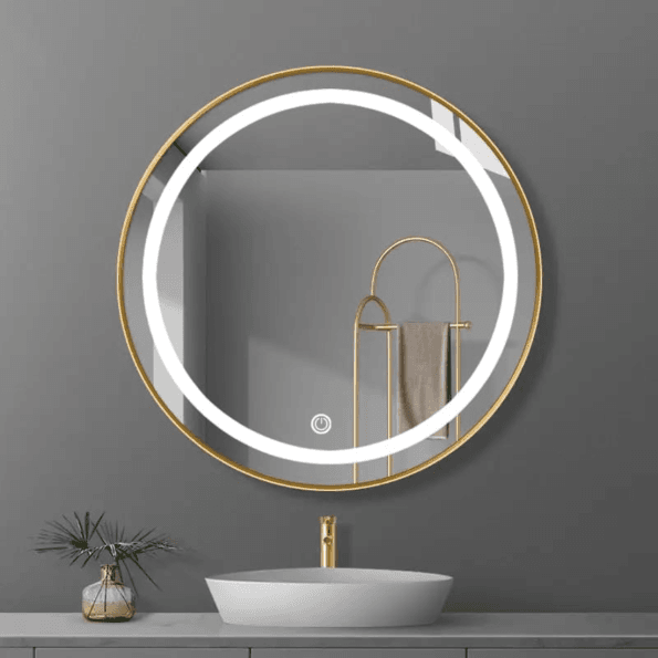 2025 New Design Large Round Gold Wall Mirror – LED Bathroom Smart Mirror