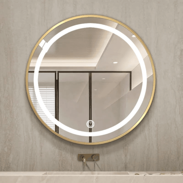 2025 New Design Large Round Gold Wall Mirror – LED Bathroom Smart Mirror