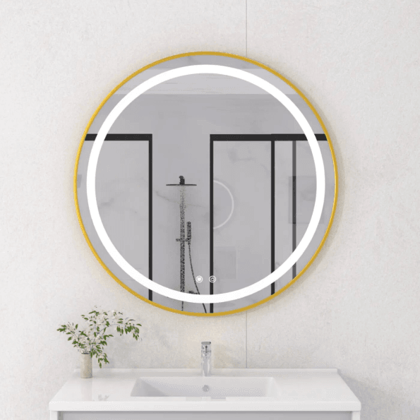 2025 New Design Large Round Gold Wall Mirror – LED Bathroom Smart Mirror