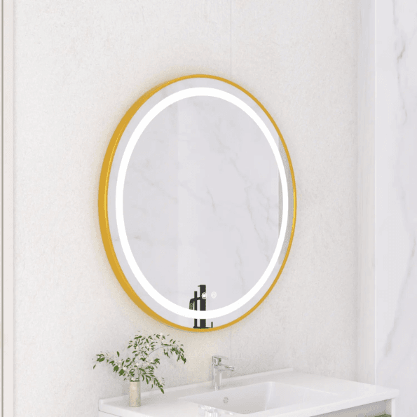 2025 New Design Large Round Gold Wall Mirror – LED Bathroom Smart Mirror