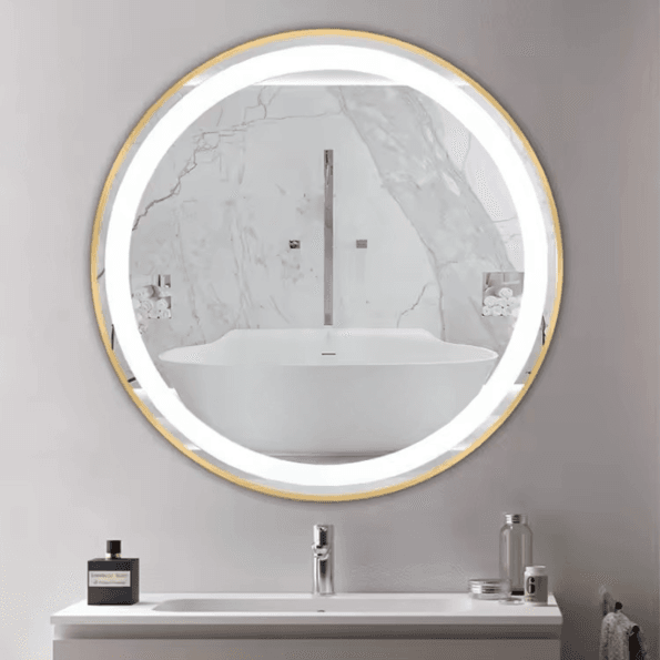 2025 New Design Large Round Gold Wall Mirror – LED Bathroom Smart Mirror