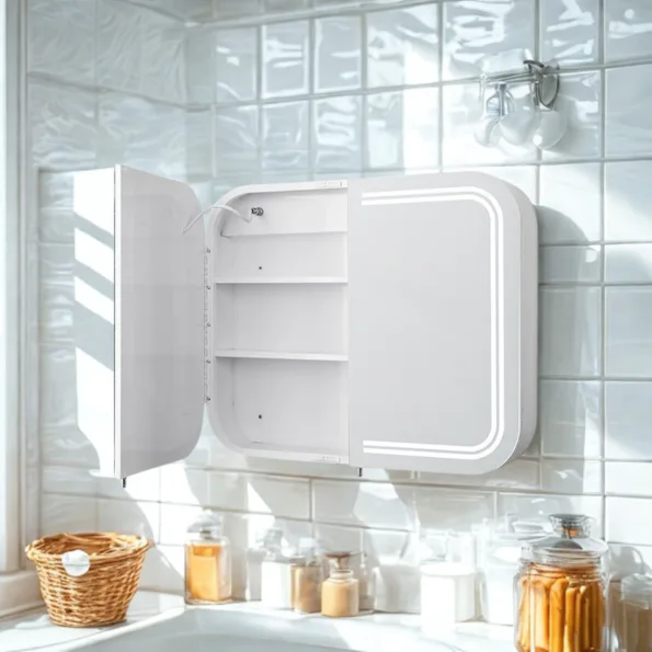 LED Mirror Cabinet – Designer Steel Wall Mounted Bathroom Cabinet with LED Mirror
