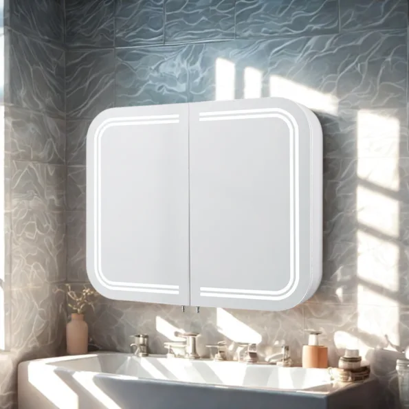 LED Mirror Cabinet – Designer Steel Wall Mounted Bathroom Cabinet with LED Mirror