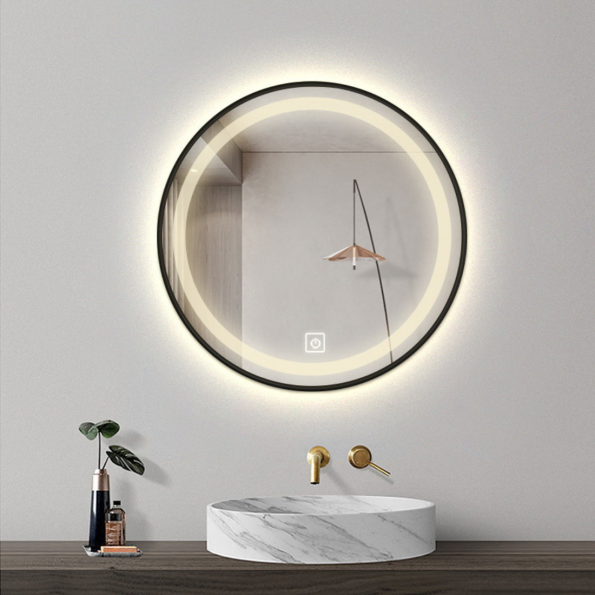 Modern Square Wall LED Mirror with Anodized Aluminum Frame – Gold, Rose Gold, Matte Black, Brushed Silver
