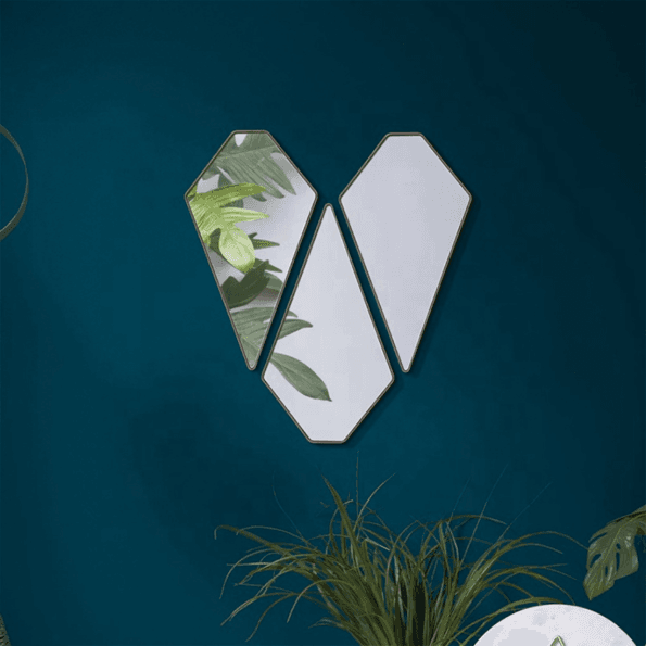 Geometric Diamond Wall Mirror Set – Anodized Aluminum Frame