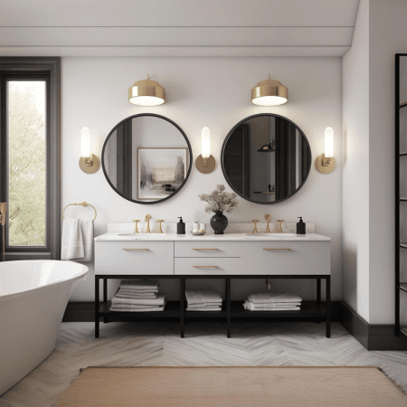 Modern Round Wall Mirror - Anodized Aluminum Frame