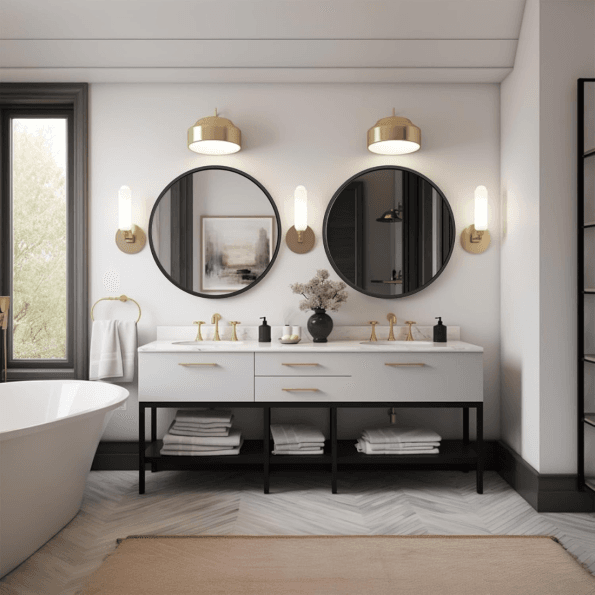 Modern Round Wall Mirror - Anodized Aluminum Frame