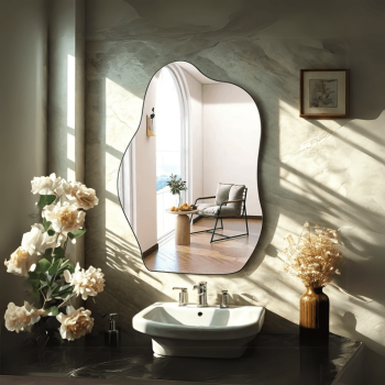 Abstract Irregular Wall Mirror - Anodized Aluminum Frame