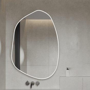 Modern Asymmetrical Wall Mirror with Anodized Aluminum Frame – Gold, Rose Gold, Matte Black, Brushed Silver