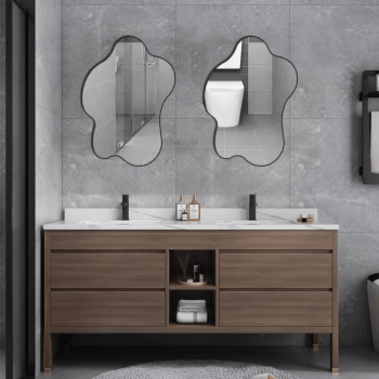 Modern Irregular Shape Mirror with Anodized Aluminum Frame