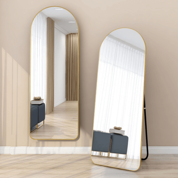 Arched Full Length Mirror with Anodized Aluminum Frame – Gold, Rose Gold, Black Matte, Brushed Silver