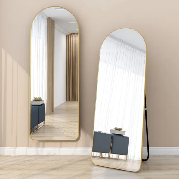 Arched Full Length Mirror with Anodized Aluminum Frame – Gold, Rose Gold, Black Matte, Brushed Silver