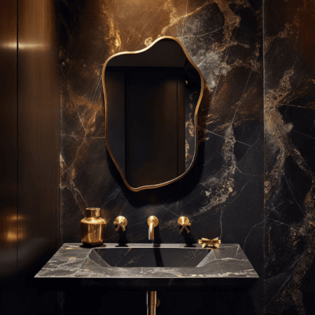 Organic Shape Framed Mirror with Anodized Aluminum Frame – Gold, Rose Gold, Black Matte, Brushed Silver