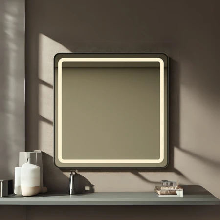 Round Bathroom Mirror Cabinet with Storage - White